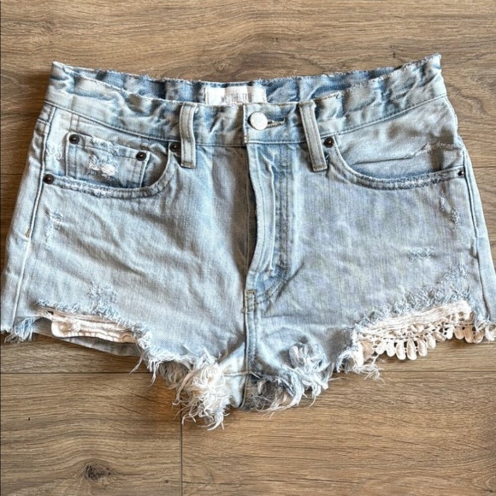 FREE PEOPLE We The Free High Rise Button Fly Denim Shorts Size 27